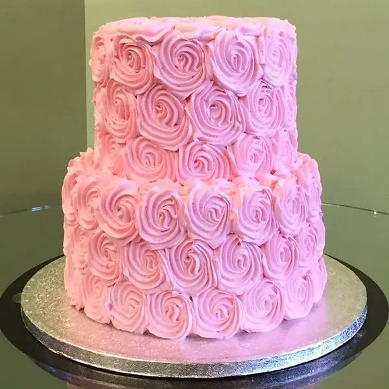 Pink Floral Wedding Cake