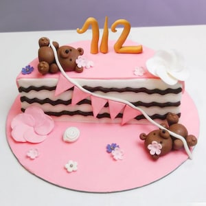 Pink Teddy Bear Half Birthday Cake